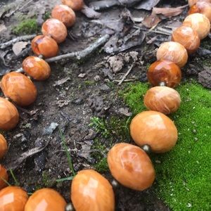 Vintage Avon Necklace, Faceted Beads, Tangerine Orange Shade, Lightweight, EUC